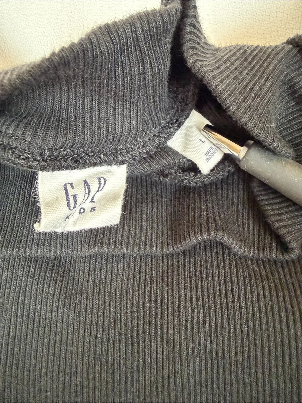 Gap Kids Girls Black Ribbed Mock Neck Long Sleeve Top Size L 10-11 140cm